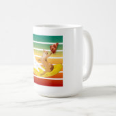 猫がバナナに乗ってピザをレトロで食べる コーヒーマグカップ (正面右)