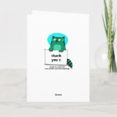 猫がバナーを保持した漫画スタイルのイラスト サンキューカード (裏面)