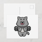 猫がバーベルで上腕二頭筋トレーニング中だ ポストカード (正面/裏面)