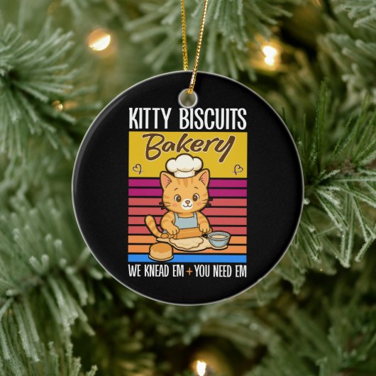 猫がパンをこねる キティビスケット専門店 私たちがこねます あなたがそれらを必要としている セラミックオーナメント (ツリー)