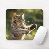 猫がパンチを投げる マウスパッド (マウス)