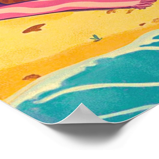 猫がビーチ ポスター (角)