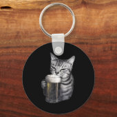 猫がビールを飲んでいる キーホルダー (正面)