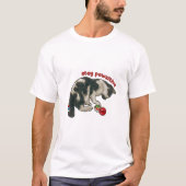 猫がビー玉で遊ぶ、ポジティブな前足のパロディ Tシャツ (正面)