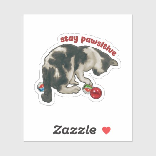 猫がビー玉で遊んでいる様子、ポジティブな猫 シール (シート)