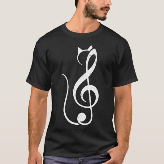 猫がピアノで音楽を演奏する ミュージシャン アート キャット Tシャツ (正面)