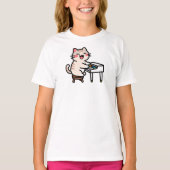 猫がピアノを弾く Tシャツ (正面)
