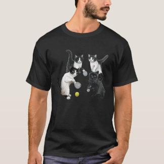 猫がピックルボールで遊ぶ クレイジーキャットピックルボール Tシャツ