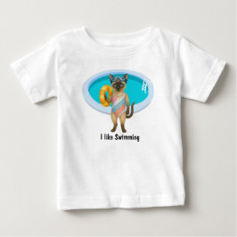猫がプールパーティーに来ています ベビーTシャツ
