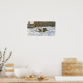 猫がベッドで寝る， c.1865-70 ポスター (キッチン)