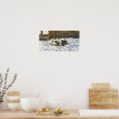 猫がベッドで眠るbyクロードモネ ポスター (キッチン)