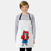 猫がボクシングでボクシング手袋 エプロン (着用した状態)