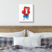 猫がボクシングでボクシング手袋 キャンバスプリント (インサイチュ (寝室))