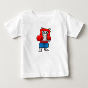猫がボクシングでボクシング手袋 ベビーTシャツ