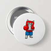 猫がボクシングでボクシング手袋 缶バッジ (正面&裏面)