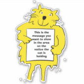 猫がポスターを掲げる シール (正面)