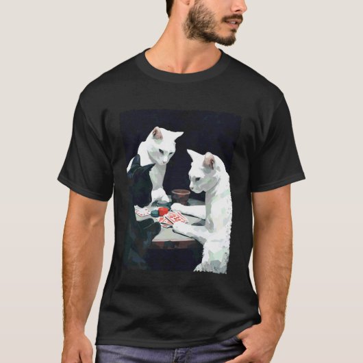 猫がポーカーで遊んでいる Tシャツ (正面)
