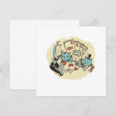 猫がポーカーカードでギャンブルをしているカジノ ギフト 招待状 (正面/裏面)