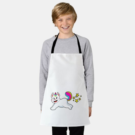 猫がユニコーン エプロン (着用した状態)