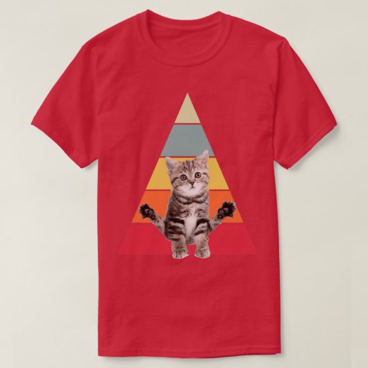 猫がヨガメディテーションをする猫ヨガポーズ Tシャツ (デザイン正面)