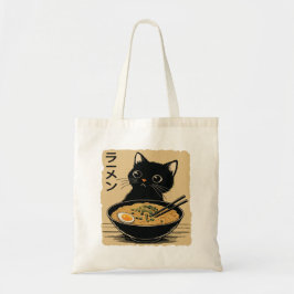 猫がラーメンを食べている トートバッグ