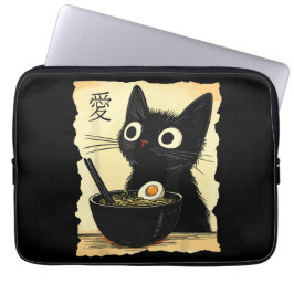 猫がラーメンを食べている ラップトップスリーブ