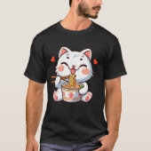 猫がラーメンを食べている Tシャツ (正面)