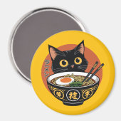 猫がラーメンを食べる マグネット (正面/裏面)