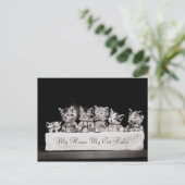 猫がヴィンテージ茶を着た ポストカード (スタンド正面)