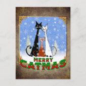 猫が三匹欲しメリーい ポストカード (正面)