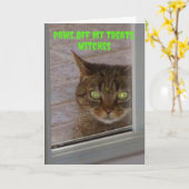 猫が不気味魔女のハロウィーンを歩く カード (黄色い花)