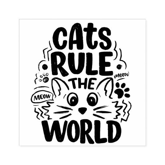 猫が世界のゴム印を押す ラバースタンプ (インプリント)
