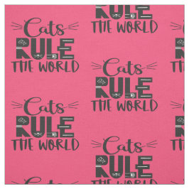 猫が世界を支配するトレンディーレタリングウィスカーピンク ファブリック