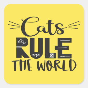 猫が世界を支配するトレンディーレタリング スクエアシール