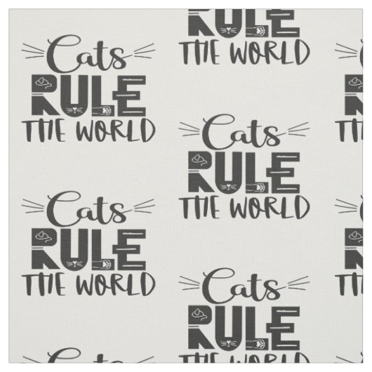 猫が世界を支配するトレンディーレタリング ファブリック (見本)