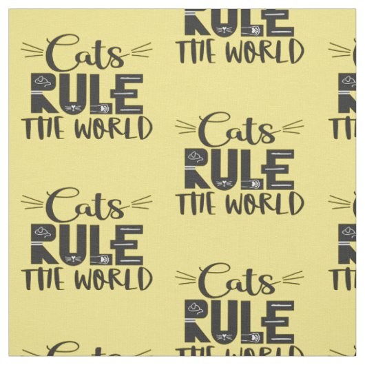 猫が世界を支配するトレンディーレタリング ファブリック (見本)