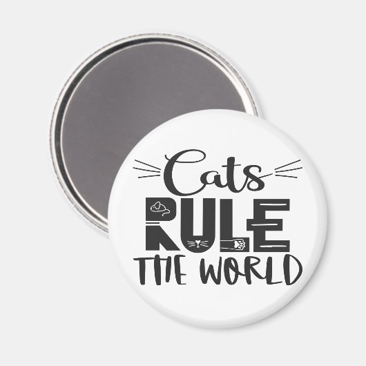 猫が世界を支配するトレンディーレタリング マグネット (正面/裏面)