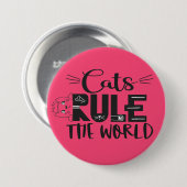 猫が世界を支配するレタリングの可愛いヒゲ 缶バッジ (正面&裏面)