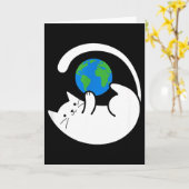 猫が世界を支配する プリント カード (黄色い花)