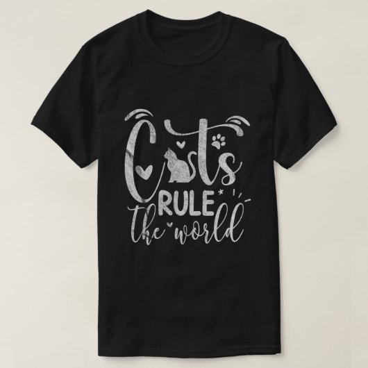 猫が世界を支配する Tシャツ (デザイン正面)