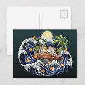 猫が中国のオレンジを投げる シーズンポストカード (正面/裏面)