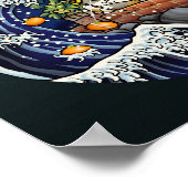 猫が中国のオレンジを投げる ポスター (角)