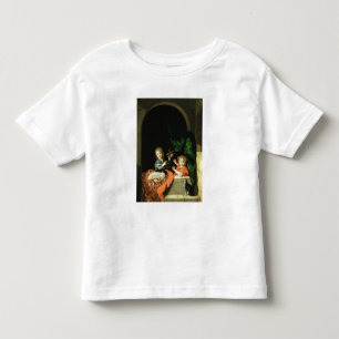 猫が二人の男の子を見ている トドラーTシャツ