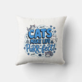 猫が人生を完璧にする 面白い猫好きTシャツ クッション (裏面)