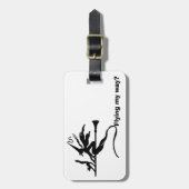 猫が付いているほうきの柄の魔法使い ラゲッジタグ (正面縦)