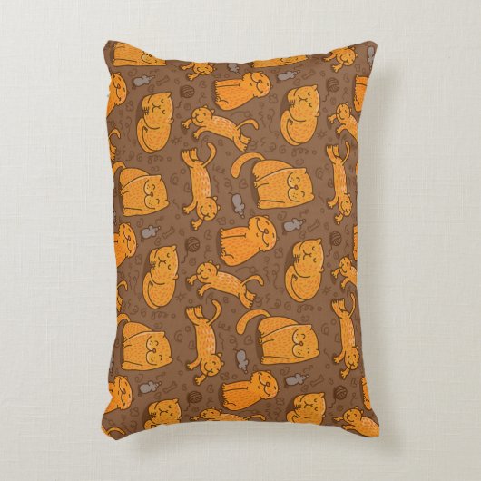 猫が付いているパターン アクセントクッション (正面(垂直))