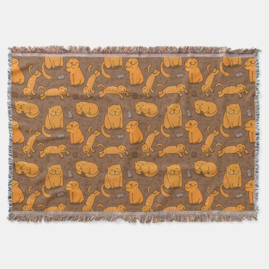 猫が付いているパターン スローブランケット (正面)