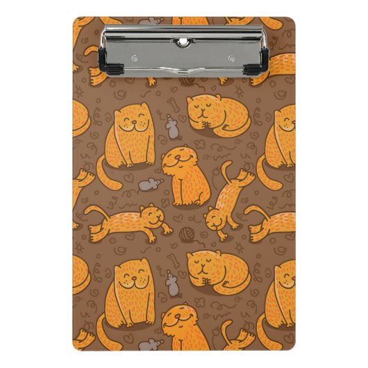猫が付いているパターン ミニクリップボード (正面)