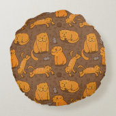 猫が付いているパターン ラウンドクッション (裏面)