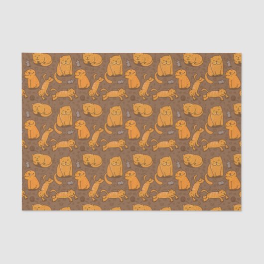 猫が付いているパターン 薄葉紙 (正面)